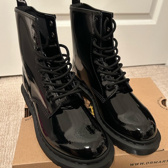 SOLD Women's Black Patent Dr.Martens Boots - Picture 6 of 9